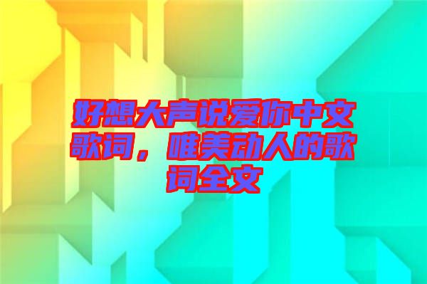 好想大聲說愛你中文歌詞，唯美動人的歌詞全文