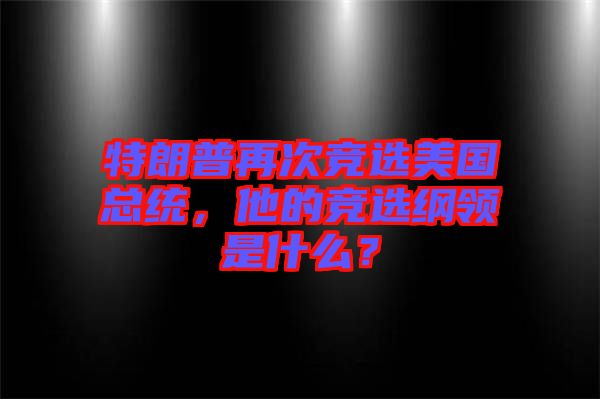 特朗普再次競(jìng)選美國(guó)總統(tǒng)，他的競(jìng)選綱領(lǐng)是什么？