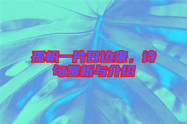 孤帆一片日邊來，詩句賞析與介紹