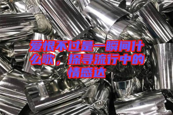 愛恨不過是一瞬間什么歌，探尋流行中的情感達(dá)