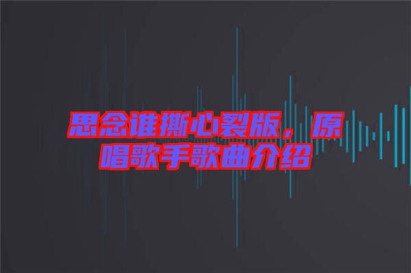 思念誰撕心裂版，原唱歌手歌曲介紹