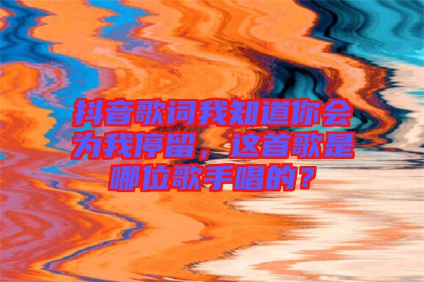 抖音歌詞我知道你會(huì)為我停留，這首歌是哪位歌手唱的？