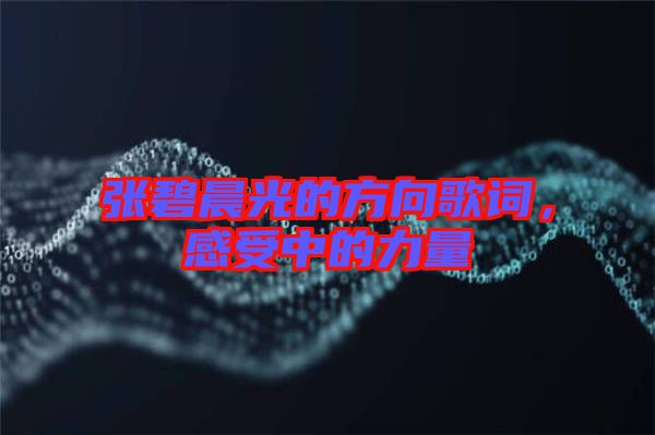 張碧晨光的方向歌詞，感受中的力量