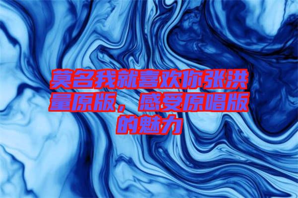 莫名我就喜歡你張洪量原版，感受原唱版的魅力