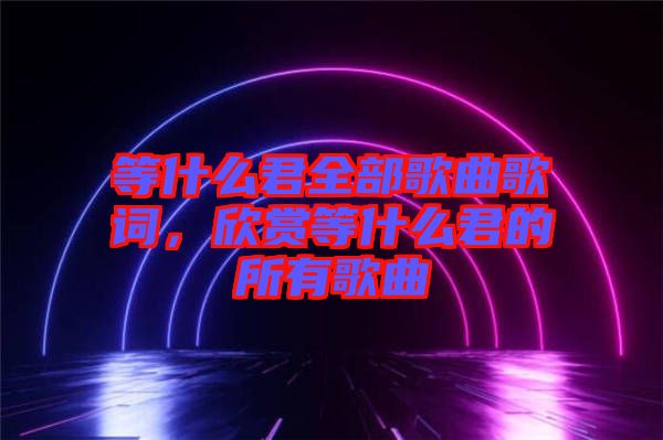 等什么君全部歌曲歌詞，欣賞等什么君的所有歌曲