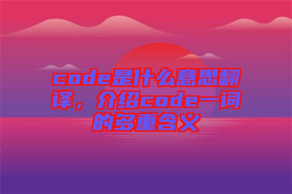 code是什么意思翻譯，介紹code一詞的多重含義