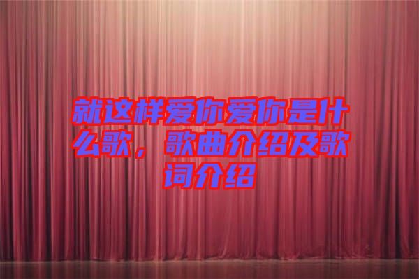 就這樣愛你愛你是什么歌，歌曲介紹及歌詞介紹