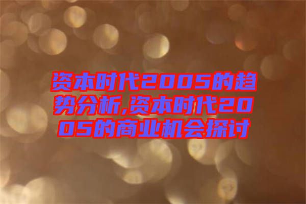 資本時(shí)代2005的趨勢分析,資本時(shí)代2005的商業(yè)機(jī)會(huì)探討