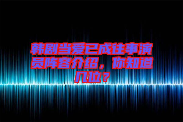 韓劇當(dāng)愛(ài)已成往事演員陣容介紹，你知道幾位？