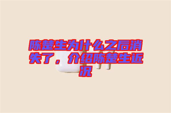 陳楚生為什么之后消失了，介紹陳楚生近況