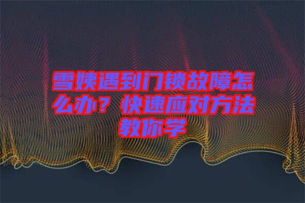 雪姨遇到門鎖故障怎么辦？快速應(yīng)對(duì)方法教你學(xué)