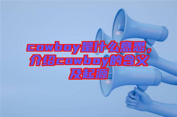 cowboy是什么意思，介紹cowboy的含義及起源